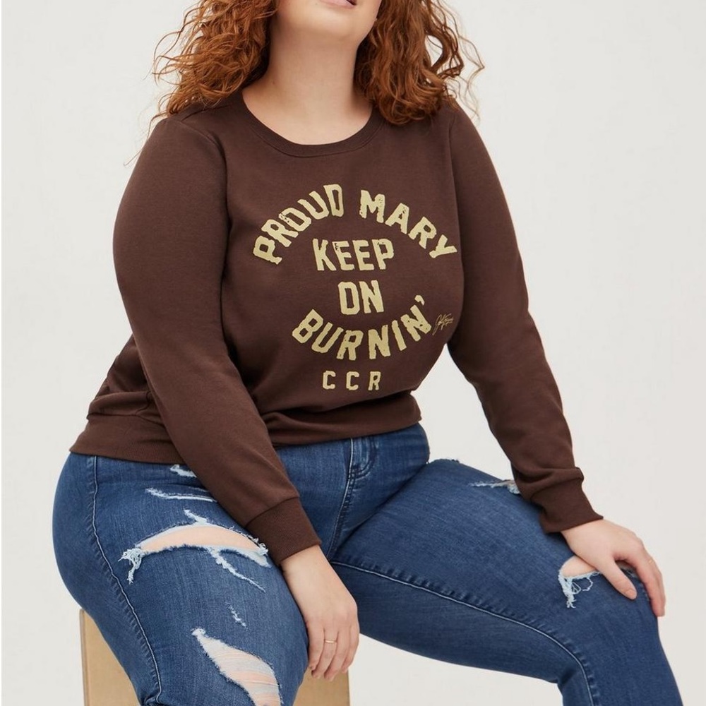 TORRID Sweatshirt - Cozy Fleece Brown Creedence Clearwater Revival